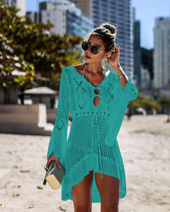Robe de plage en crochet bohème à manches évasées, idéale pour la plage, les pique-niques, le camping en bord de mer, les vacances d'été - Product Image 1