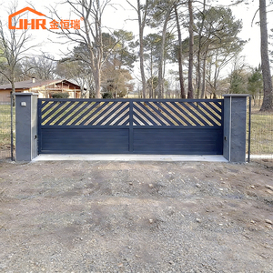 Exterior Aluminum Alloy <strong>14ft</strong> Driveway <strong>Gates</strong> with Remote Control Eco-friendly Weather Resistant Includes 3D Modeling Service - Product Image 1