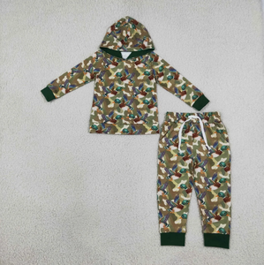 Longlv Duck Camouflage Cotton Sweatshirt and Shorts Set for <b>Boys</b> 2-4 Years Chinese Style Casual Outfit - Product Image 1
