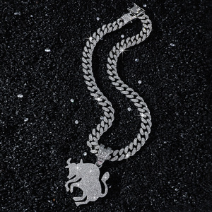 สร้อยคอคิวบาลิงค์ฮิปฮอปขายดี ชุบทอง/เงิน พร้อมจี้รูปวัว ดีไซน์เท่ห์สำหรับผู้ชาย ขายส่งเครื่องประดับ - Product Image 3