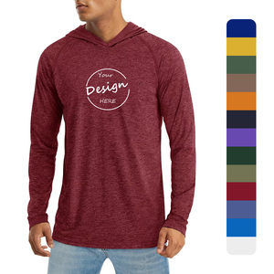 Wholesale Custom Logo 95% Cotton 5% Polyester <strong>Hoodies</strong> Sweatshirt Casual Breathable Men Long Sleeve <strong>T</strong> <strong>Shirt</strong> <strong>With</strong> Hood - Product Image 1