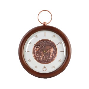 Solid Wood <b>Table</b> <b>Clock</b> Circular Leather Dial Elephant Design Desktop Decorative <b>Clock</b> For Living Room Bedroom - Product Image 3