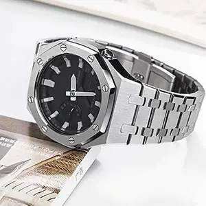 G Sốc Ga2100 Thép Không Gỉ Đen Trường Hợp Đồng Hồ Rose Vàng Bezel Ban Nhạc Dây Đeo Cho Casio Ga2100