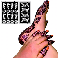 Autocollants de Tatouage Mehndi au Henné, Motif Fleur, pour Pieds et Mains – Modèles Adhésifs DIY