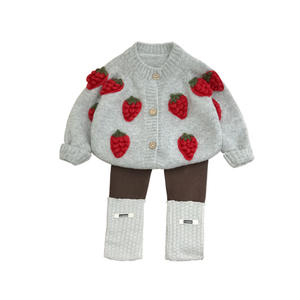 Meisjes Trendy Herfst Winter Warm Aardbei Vest Verdikte Wollen Trui Vrouwelijke Leggings Kind Meisje Kleding Jas Voor Meisjes - Product Image 5