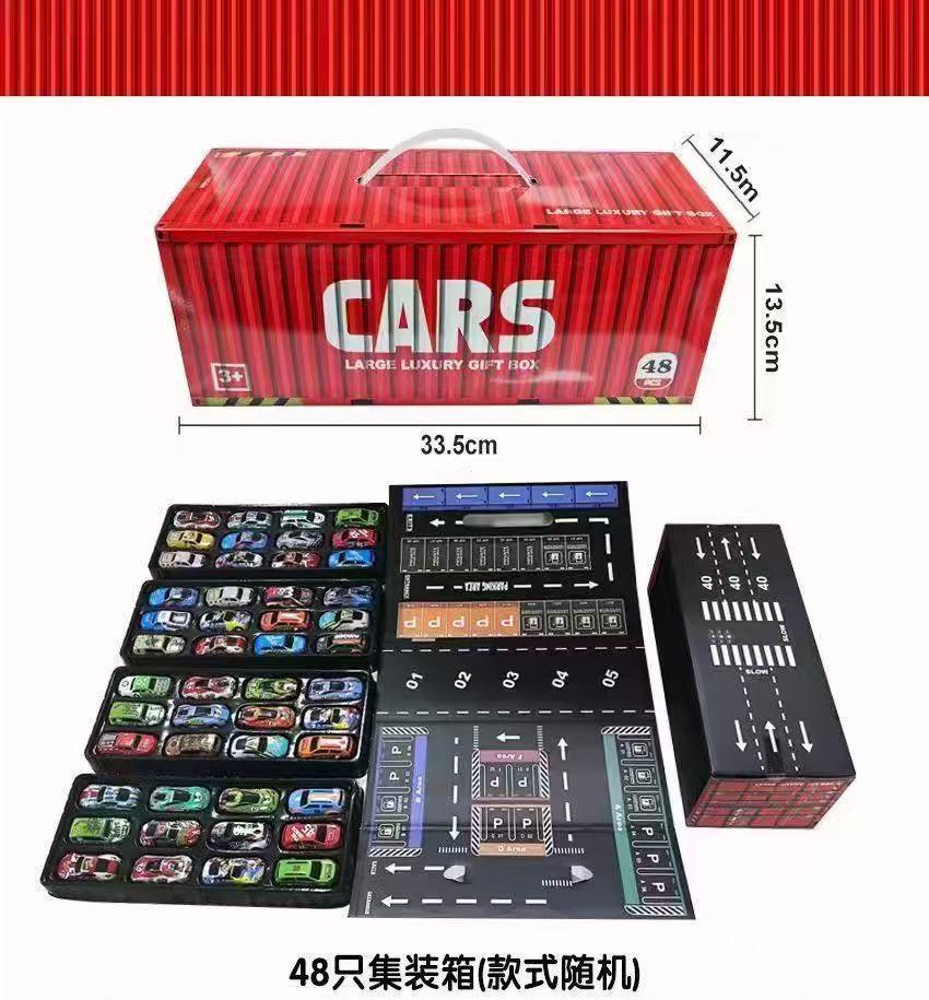 Garage de conteneurs rouge-48 voitures en alliage avec carte