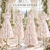 Robe midi personnalisée pour femme, légère, tissée, à imprimé floral, avec coutures style corset, bretelles spaghetti et jupe froncée, pour occasions spéciales