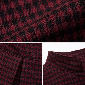 Conjunto <span class=keywords><strong>de</strong></span> Dos Piezas para <span class=keywords><strong>Mujer</strong></span>, Falda Línea A con Cuello Alto y Pliegues Dramáticos, Diseño Houndstooth <span class=keywords><strong>de</strong></span> 260GSM, Tallas XS-5XL, Formal, OEM - Product Image 2