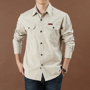 Camicia tattica classica da <span class=keywords><strong>uomo</strong></span> a maniche lunghe in cotone Casual Slim Fit Top <span class=keywords><strong>abbigliamento</strong></span> sportivo da allenamento Outdoor <span class=keywords><strong>taglie</strong></span> forti 5XL - Product Image 1