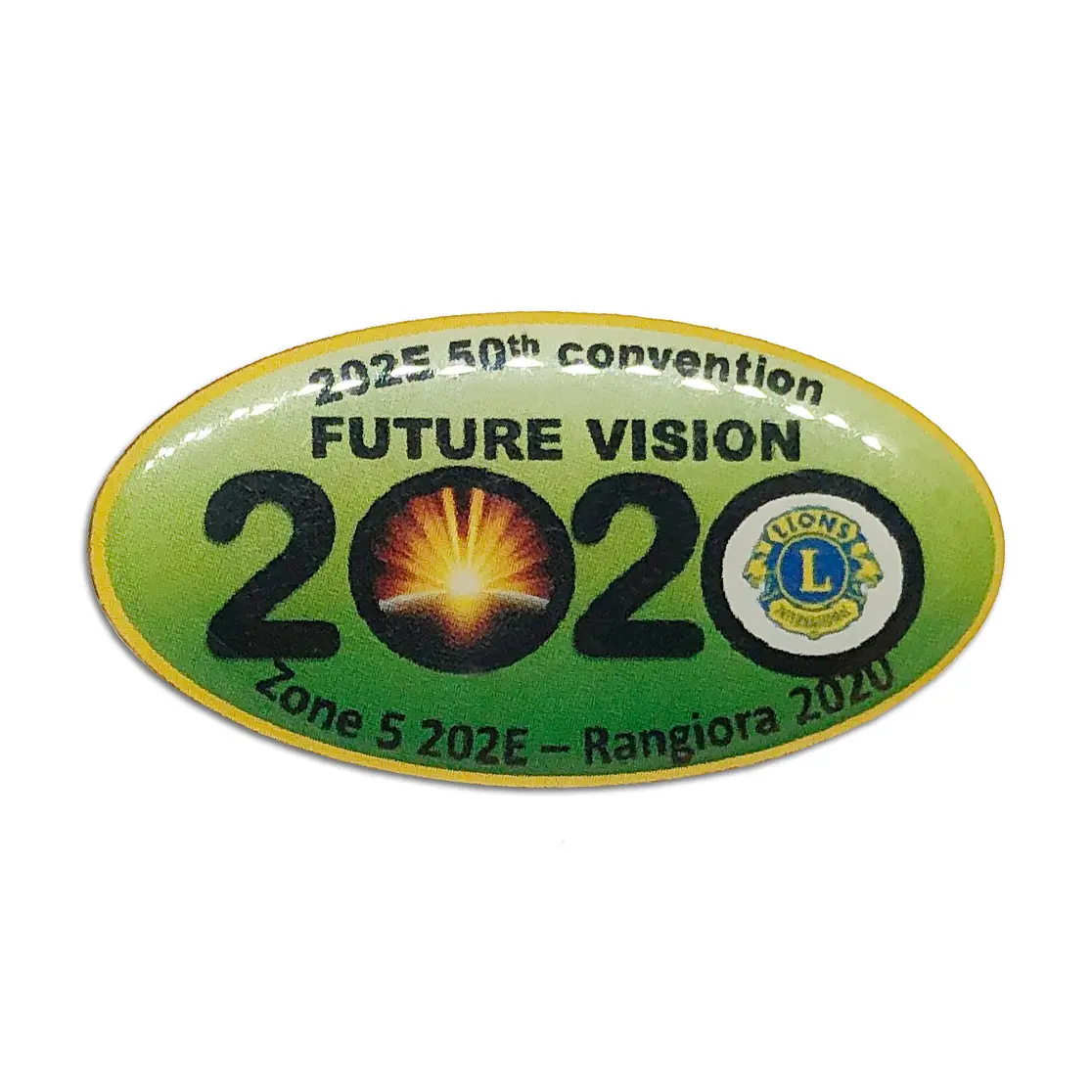 Custom metal 50th convention future vision printed lapel pins brass CMKY printing logo badge with epoxy dome