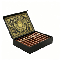 Boîte à cigares de luxe personnalisée en forme de livre noir avec feuille d'or, emballage rigide magnétique en papier de qualité supérieure pour la présentation de cadeaux et le stockage de cigares