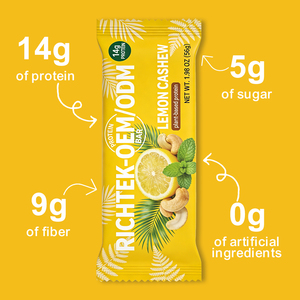 <span class=keywords><strong>Barre</strong></span> protéinée à faible teneur en sucre 2023 Richtek Oem Nutrition à base <span class=keywords><strong>de</strong></span> protéines végétales à 100% Contient des noix avec un bon goût - Product Image 3