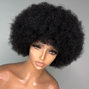 Perruque Lace Frontal wig naturelle bouclée, couleur 1B, populaire, à cuticule unique, cheveux humains, prix de gros - Product Image 4