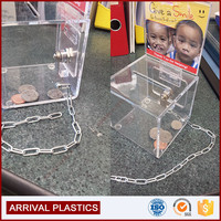 Benutzer definierte OEM abschließbare Kunststoff Plexiglas Charity Collection Spenden box Acryl Charity Spar büchsen für Spenden