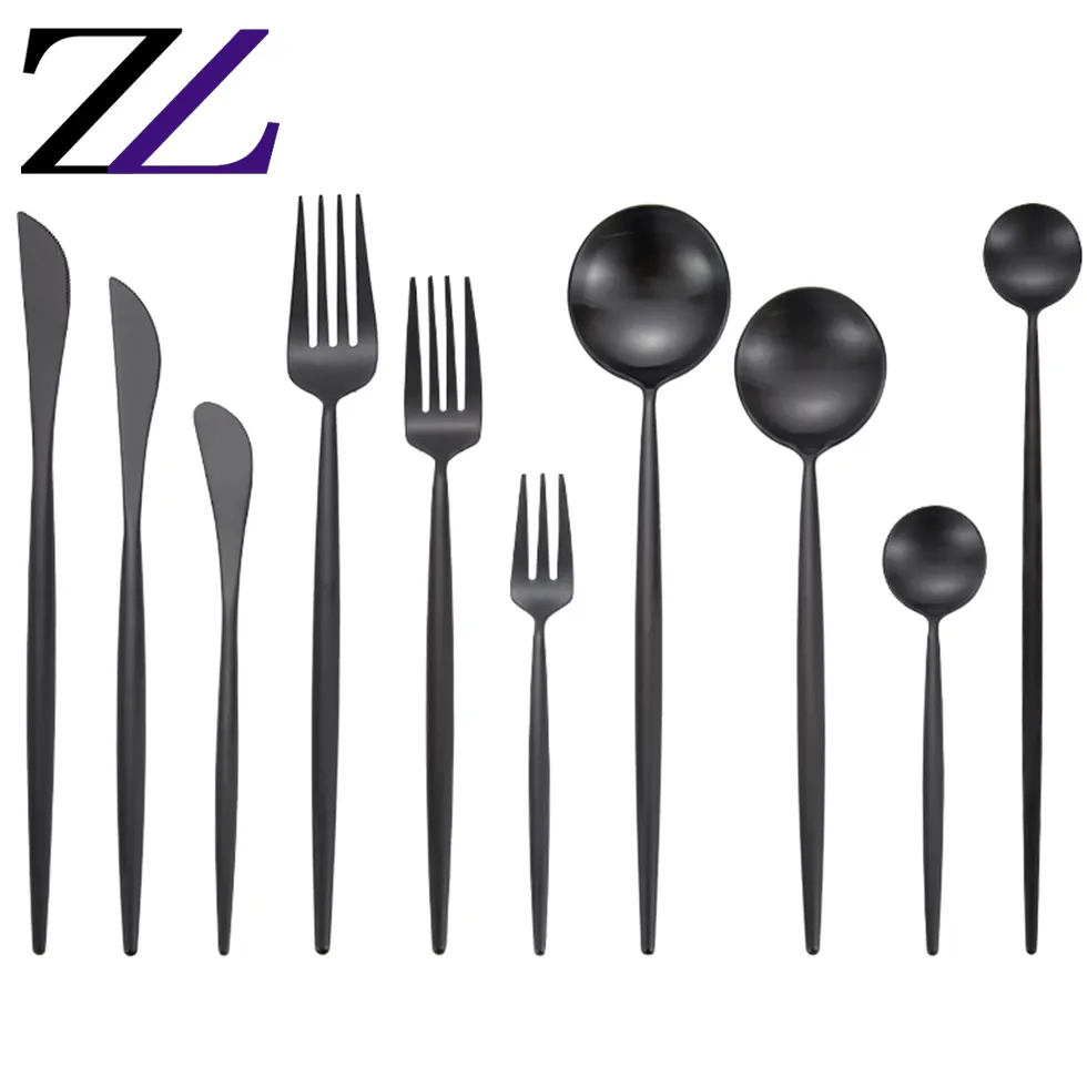 Sant andrea Restaurant lieferant Großhandel magnetisch wmf Luxus schwarz matt Besteck 10 Stück Set 18/10 Edelstahl Besteck