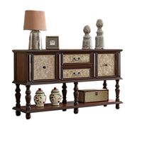 Console en bois massif style campagnard américain, noyer noir, couleur antique vintage, avec rangement, pour hall d'entrée et salon, Guangdong Home