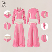 Ensemble de survêtement sport Y2K pour femme, veste zippée à col montant et pantalon, color block, tenue de sport quotidienne tendance, deux pièces