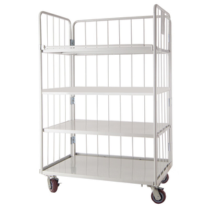 वेयरहाउस स्टोरेज ट्रांसपोर्ट थ्री-साइड फोल्डिंग रोल कंटेनर केज ट्रॉली - Product Image 2