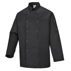 PORTWEST - C833BKRXS Suffolk chefs chaqueta negra-EAN 5036108183876 CHEFS AND FOOD INDUSTRY WORKWEAR - Product Image 1