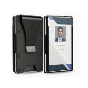 Cartera Metálica Anti-RFID con Logotipo Personalizado y Ventana para Identificación, Clip para Dinero de Fibra de Carbono y Aluminio, Tarjetero Minimalista, Entrega Rápida - Product Image 1