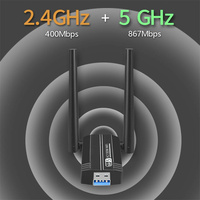Cartes réseau sans fil 1300M 2,4 GHz 5 GHz double bande USB3.0 Clé USB WIFI Adaptateur WIFI externe USB pour Kali Linux PC