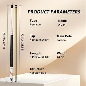 Queue de billard en érable 1/2, pointe de 13 mm, motif drapeau américain, poignée antidérapante enroulée - Product Image 5