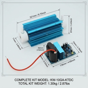 Kit générateur d'ozone à quartz réglable 10G/h DC12V 24V 80W pour le traitement de l'eau en extérieur et dans les véhicules - Product Image 4