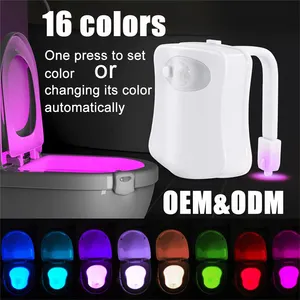 16 colori bagliore ciotola wc luce del sensore di movimento alimentato a batteria wc ciotola di notte luci led impermeabile wc ciotola di luce