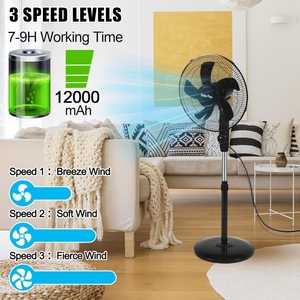 16-Inch Solar Rechargeable Battery Solar Fan 25W 15000mAh/18000mAh 9-12 Hours Solar Fan With <b>Light</b> Solar Solar-Powered Cooling O - Product Image 5