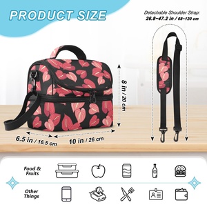 Large Wide Open Red Anthurium Print 2-Compartment <b>Lunch</b> <b>Box</b> Bag Custom Logo Hawaiian <b>Lunch</b> Bag Women Insulated Cooler Bag - Product Image 3