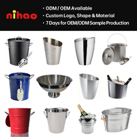 Seau à glace NIHAO avec couvercle 5L en fer galvanisé épais avec poignée empilable pour événements promotionnels et mariages en extérieur