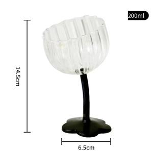 Кривое»; Ручная роспись; Красивое платье с цветочным узором для стекла рюмки Nordic ребристые бокалы для вина роспись напитков бокал вина с зеленым стеблем - Product Image 3