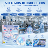 Cápsulas de Detergente para Ropa OEM ODM, 30 Unidades, 5 en 1, Limpieza Profunda, Ecológicas, Antibacterianas, Protección del Color, Eliminación de Manchas, Larga Duración