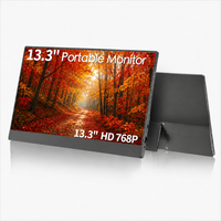 Moniteur portable double écran AHXJKA 13,3 pouces 1366x768 HD 60Hz USB-C, un seul câble, pour le télétravail, compatible Win/Mac