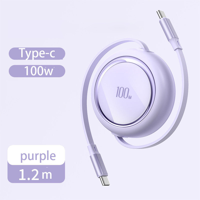 Customized Gift Logo TPE 100W Retractable USB C to USB Type C Cable PD3.0 Charger Fast Charging Mobile Phone Data Cord
