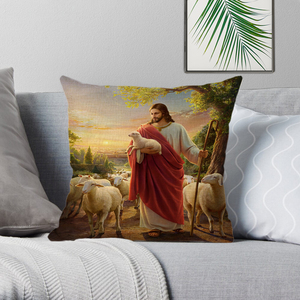 Pintura al óleo decorativa casa cristiana Jesucristo figura sofá asiento funda de cojín - Product Image 2