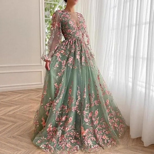 เดรสผ้าทูลคอวีลึกปักลาย S1687L <span class=keywords><strong>ชุด</strong></span><span class=keywords><strong>ราตรี</strong></span>หรูหราและหรูหราผ้าทูลฟูฟ่องสำหรับ2026 - Product Image 2