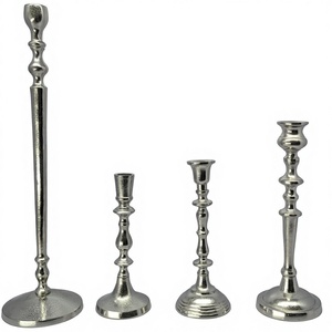 เชิงเทียนอะลูมิเนียมหล่อเคลือบนิกเกิลแบบหยาบ พร้อมฐานกลม ดีไซน์ทันสมัย สำหรับตกแต่งบ้านในเทศกาลอีสเตอร์ - Product Image 1