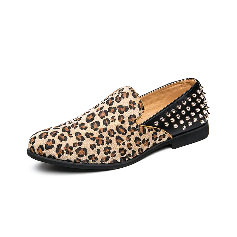 Mais recente Design Moda Slip-on Vestido Sapatos Tamanho Grande Leopard Print Handmade Mocassins italianos para homens