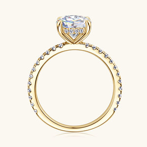 Anillo de Compromiso Clásico de Plata de Ley 925 con Moissanita de Talla Redonda de 2 CT, 8 mm, Color D, VVS, y Halo Oculto Sencillo para Mujer - Product Image 2