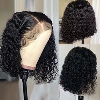 Perruque courte bob en cheveux humains brésiliens bon marché, perruque frontale en dentelle 13x4, perruque frontale en dentelle bouclée crépue HD sans colle