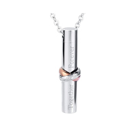 Collier urne commémorative en acier inoxydable pour enfants, motif Orthodoxe 'Ensemble pour Toujours', pour cendres, écologique, durable, hermétique, parfumé