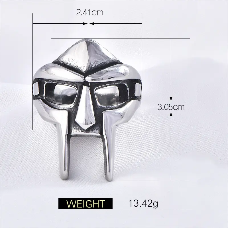 Goth Hip Hop Mf Doom Mask Ringe für Herren Gladiator Punk-Stil Ägyptischer Pharao Herrenring klassischer Retro-Schmuck Partyzubehör