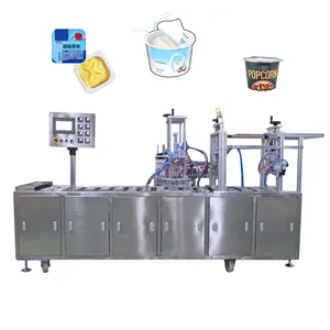 4 heads cup filling sealing machine with capping and aluminum foil cup lid sealer