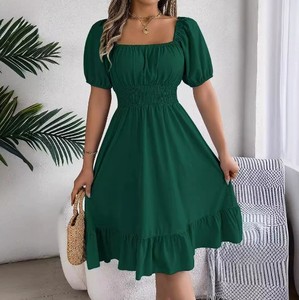 <span class=keywords><strong>Abito</strong></span> da donna in raso a trapezio a mezza lunghezza stile pastorale con scollo quadrato e maniche corte, con volant, taglia XL, per l'estate - Product Image 4