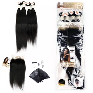 Paquete de Cabello con Frontal de Guangzhou Guarantee Hair, de 12 a 24 Pulgadas, Cabello Virgen Sin Procesar, Color Natural - Product Image 1