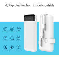 Batterie externe ultra-fine ZT20 5-en-1 10000mAh Li-Polymère avec câble intégré Micro USB Type-C, écran LED et support de téléphone, charge rapide 10W