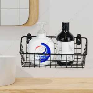 <b>Wire</b> <b>Storage</b> Basket Rectangle Black <b>Wall</b> Mounted Kitchen Bathroom Bedroom <b>Rack</b> - Product Image 1