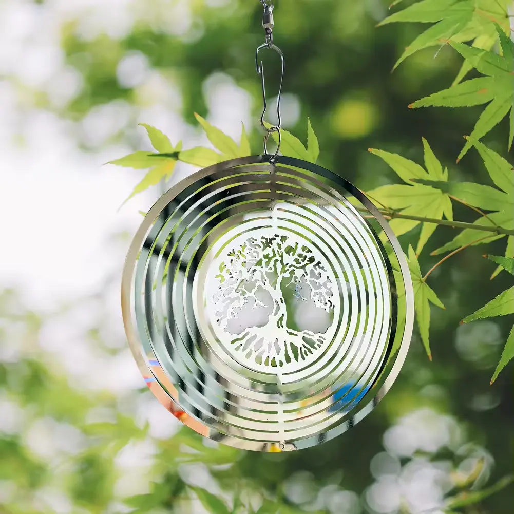 15CM Tree of Life stainless steel rotating wind chimes Home decor Balcony garden decor