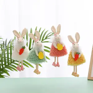 4 Stks/set Op Maat Gemaakte Paasdecoratie Konijnenplank Sitter Bunny Paar Ornament Vakantiegeschenken Figuur Gevuld Konijntje Voor Huisdecoratie